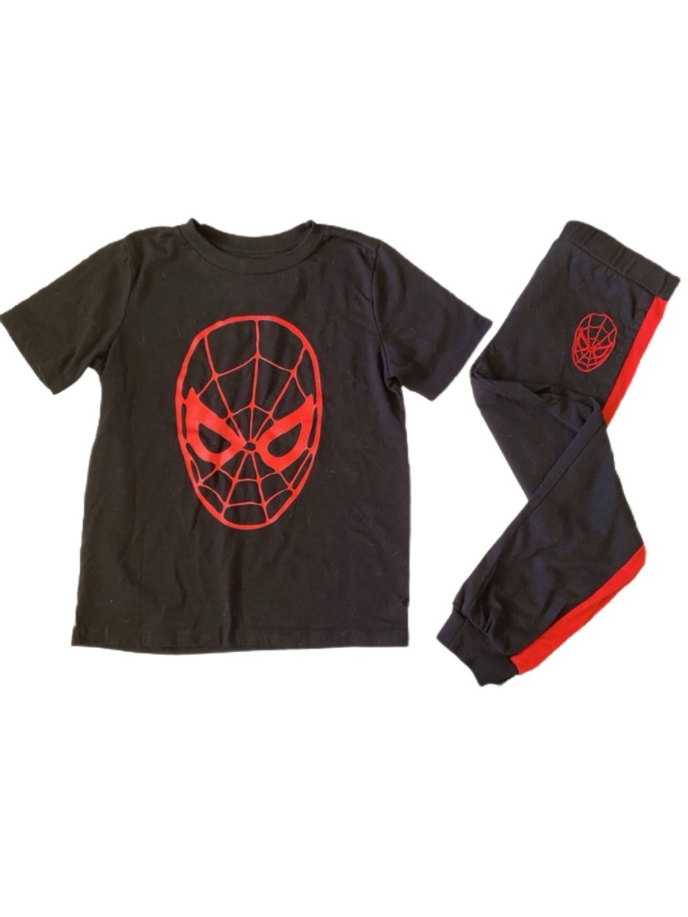 Marvel Spider-Man Black and Red Graphic Tee and Pant Set Size Boy 7 EUC
